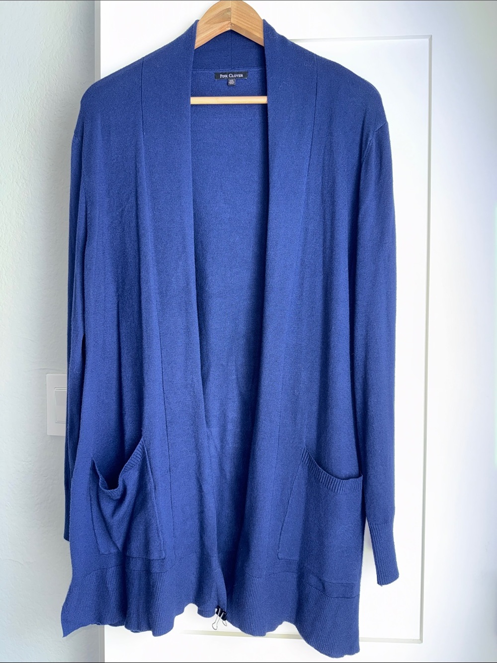 Pink Clover Royal Blue Open-Front Pocket Cardigan